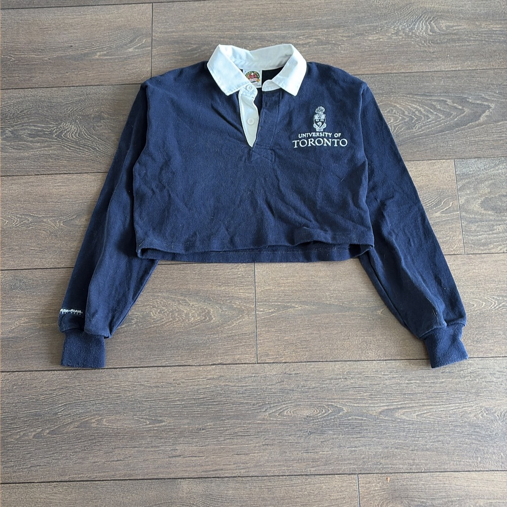 Barbarian University of Toronto Cropped Rugby Shirt | Vintage Collegiate Top